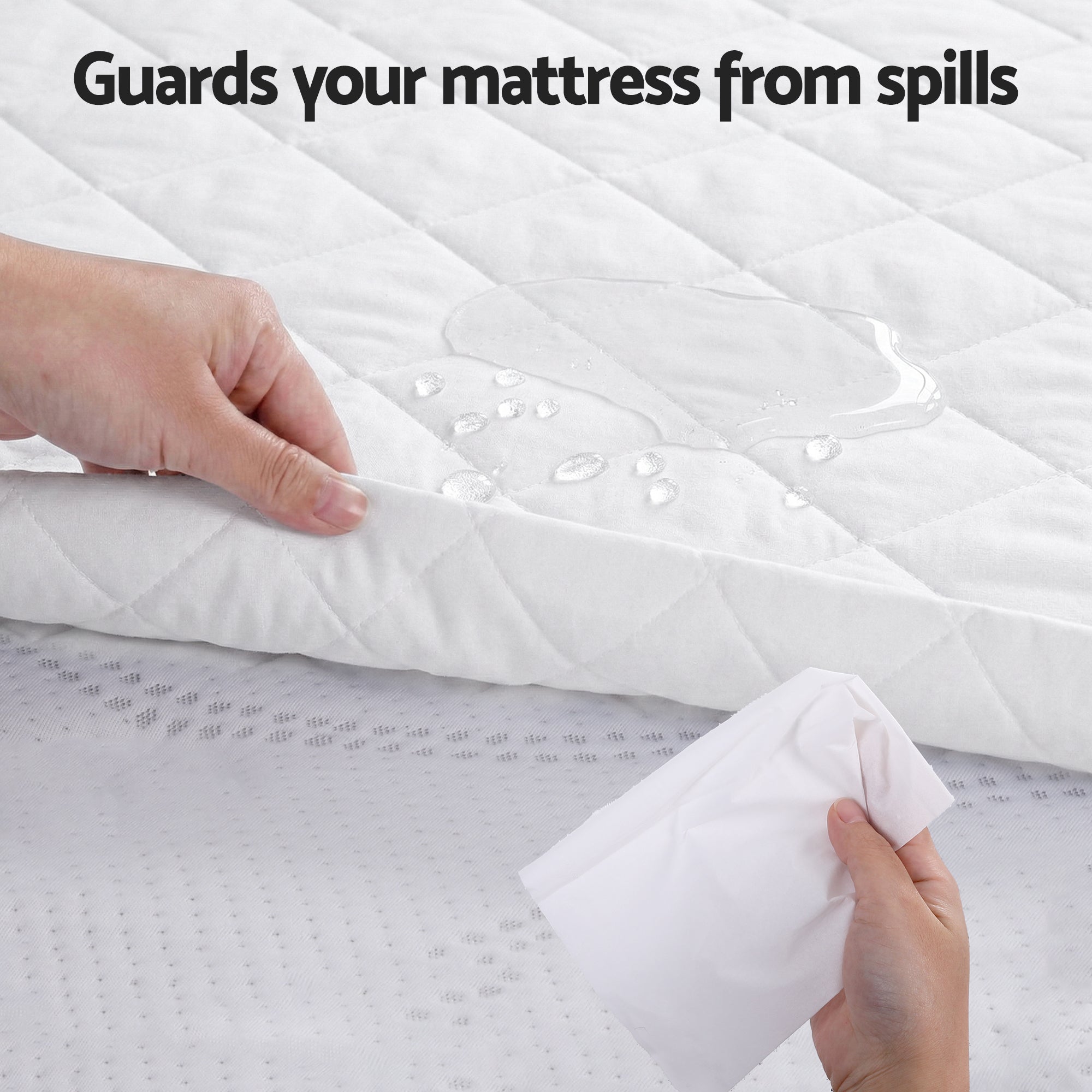 Calderon Cotton Quilted Mattress Protector – White – Single
