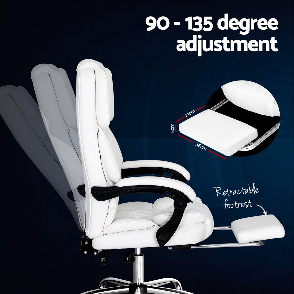 Flexi Executive Office Chair with Footrest – White – Standard