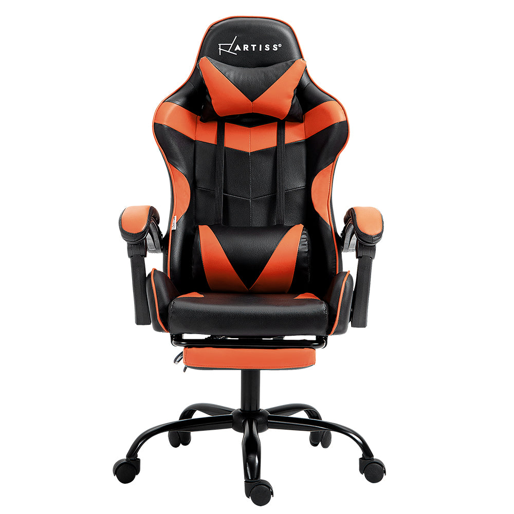 Comfy Gaming Executive Chair – Orange – With Footrest