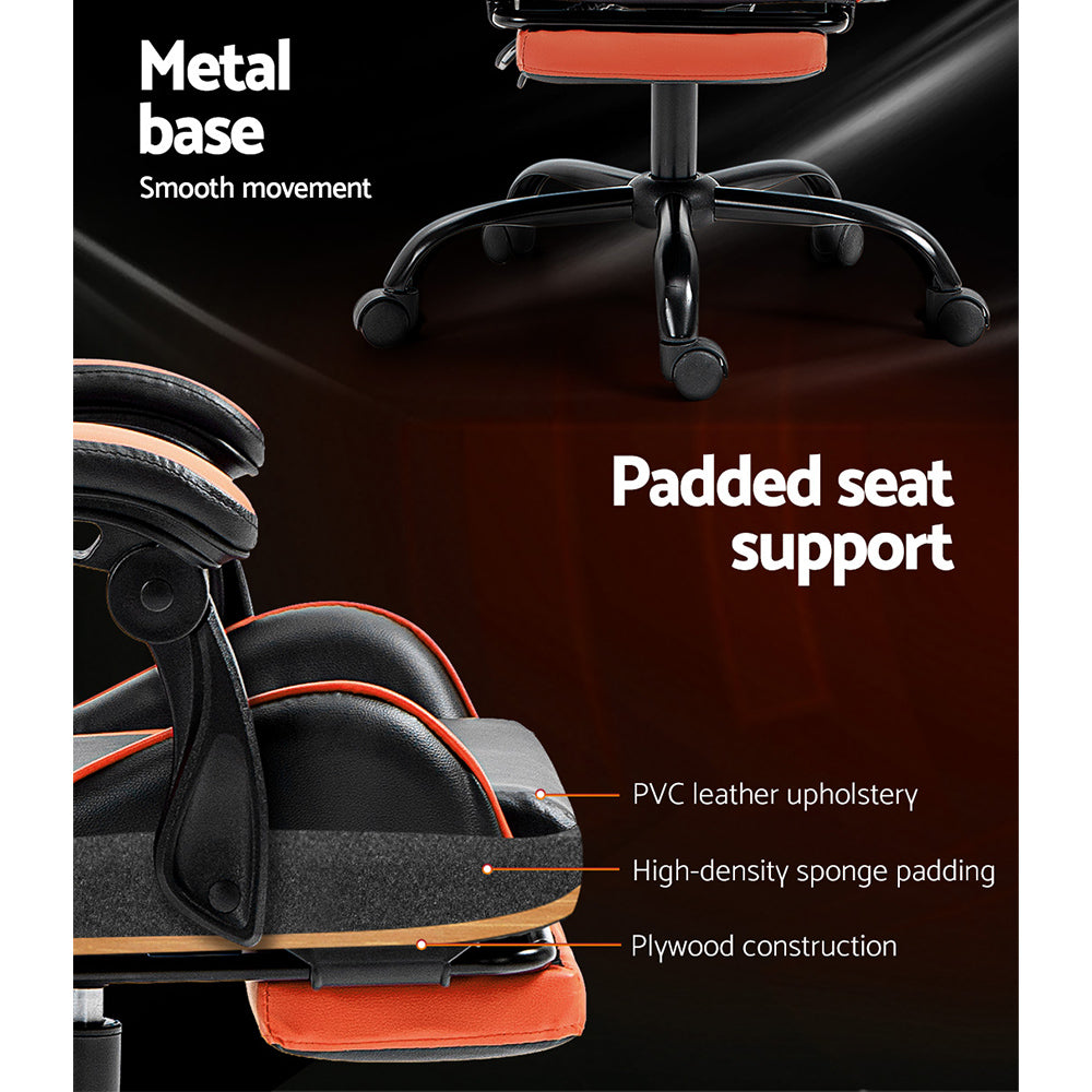 Comfy Gaming Executive Chair – Orange – With Footrest