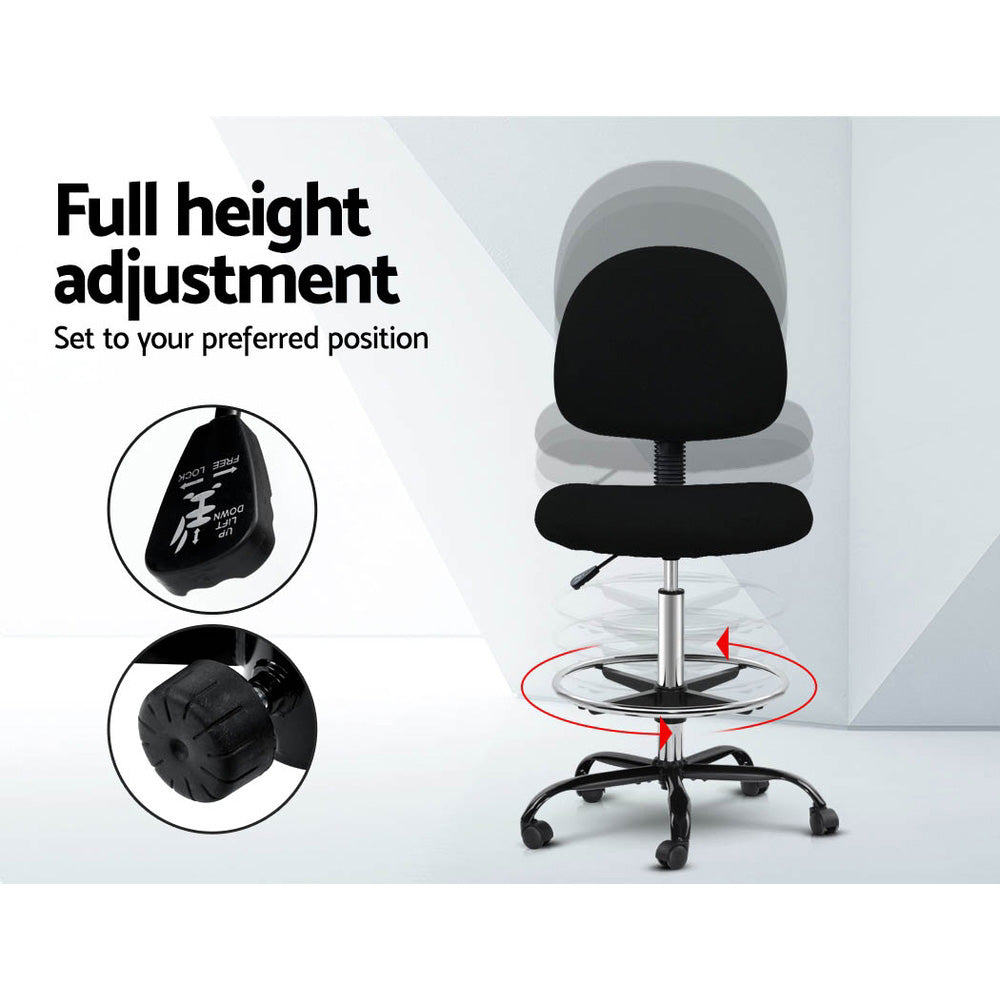 Altura Fabric Drafting Chair – Black