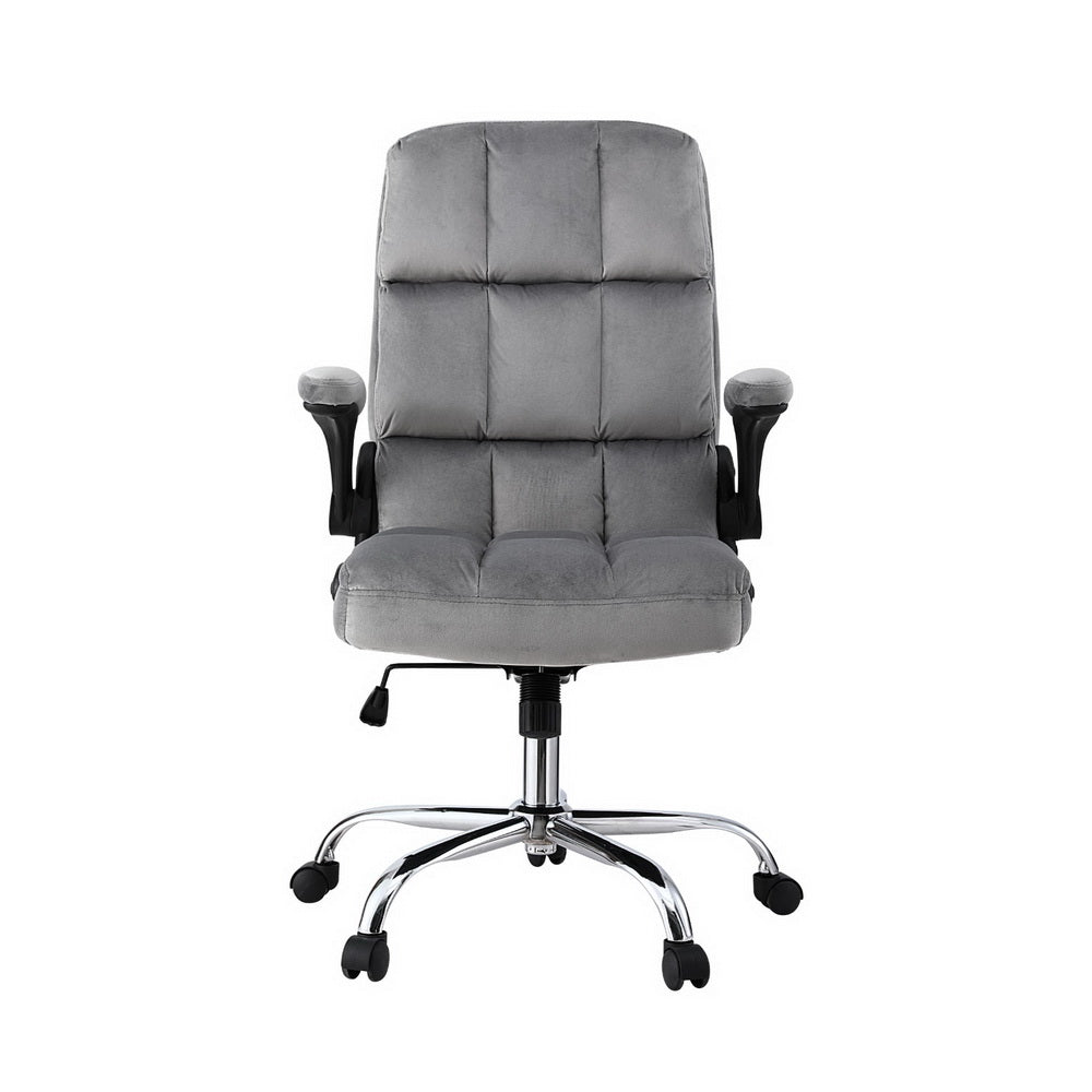 Valdron Velvet Racing Office Chair – Grey – Standard