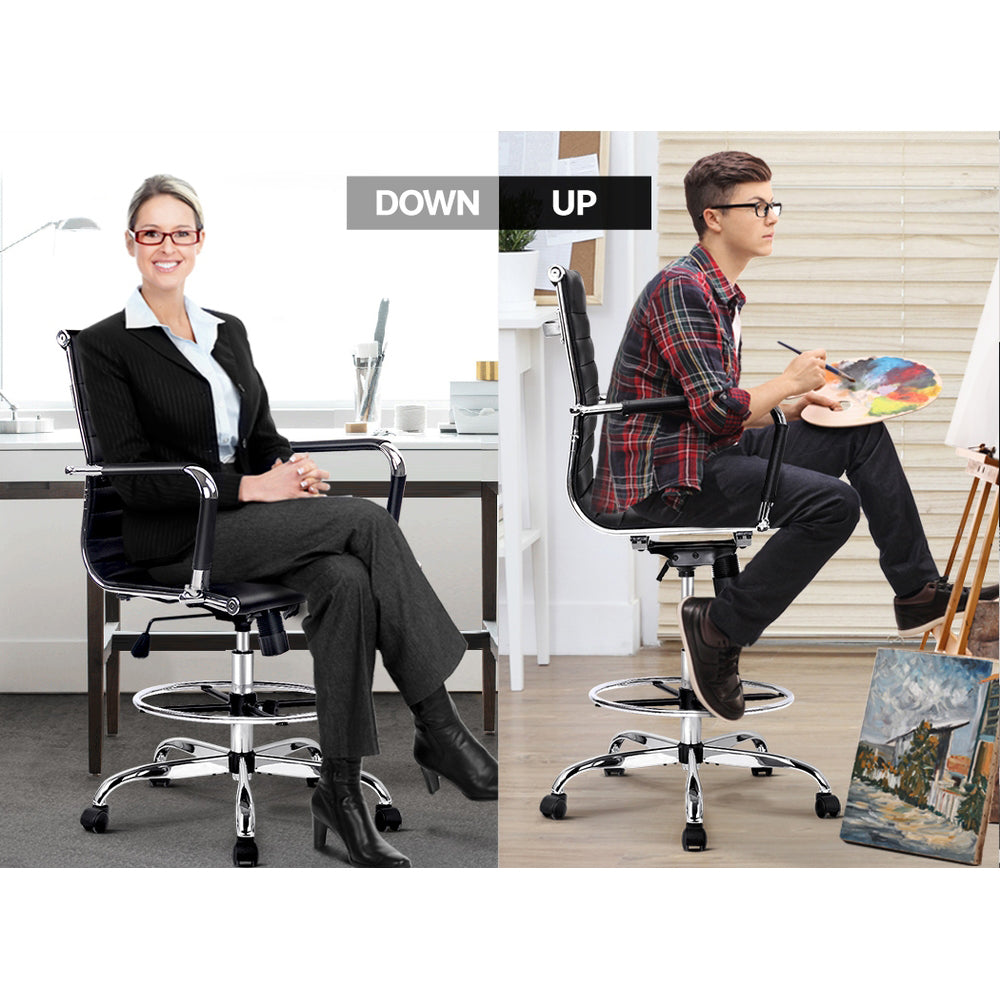 Sterling Leather Drafting Office Chair – Black