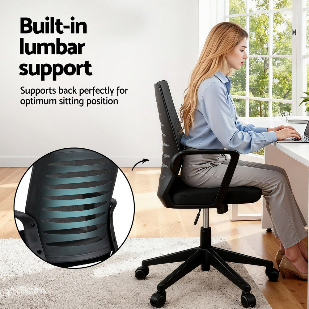 Hudson Ergonomic Mesh Office Chair – Black – Mid Back
