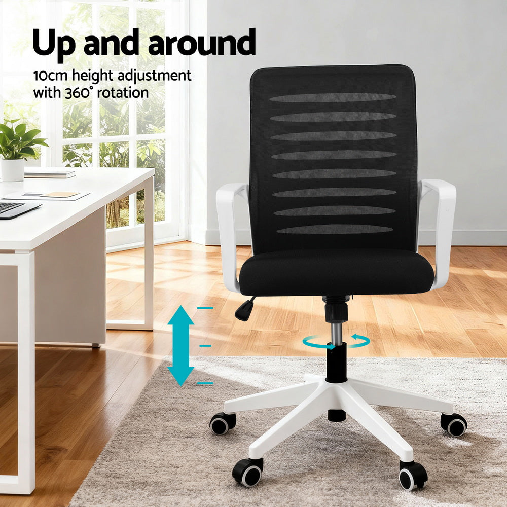 Kairo Ergonomic Mesh Office Chair – Black & White – Mid Back