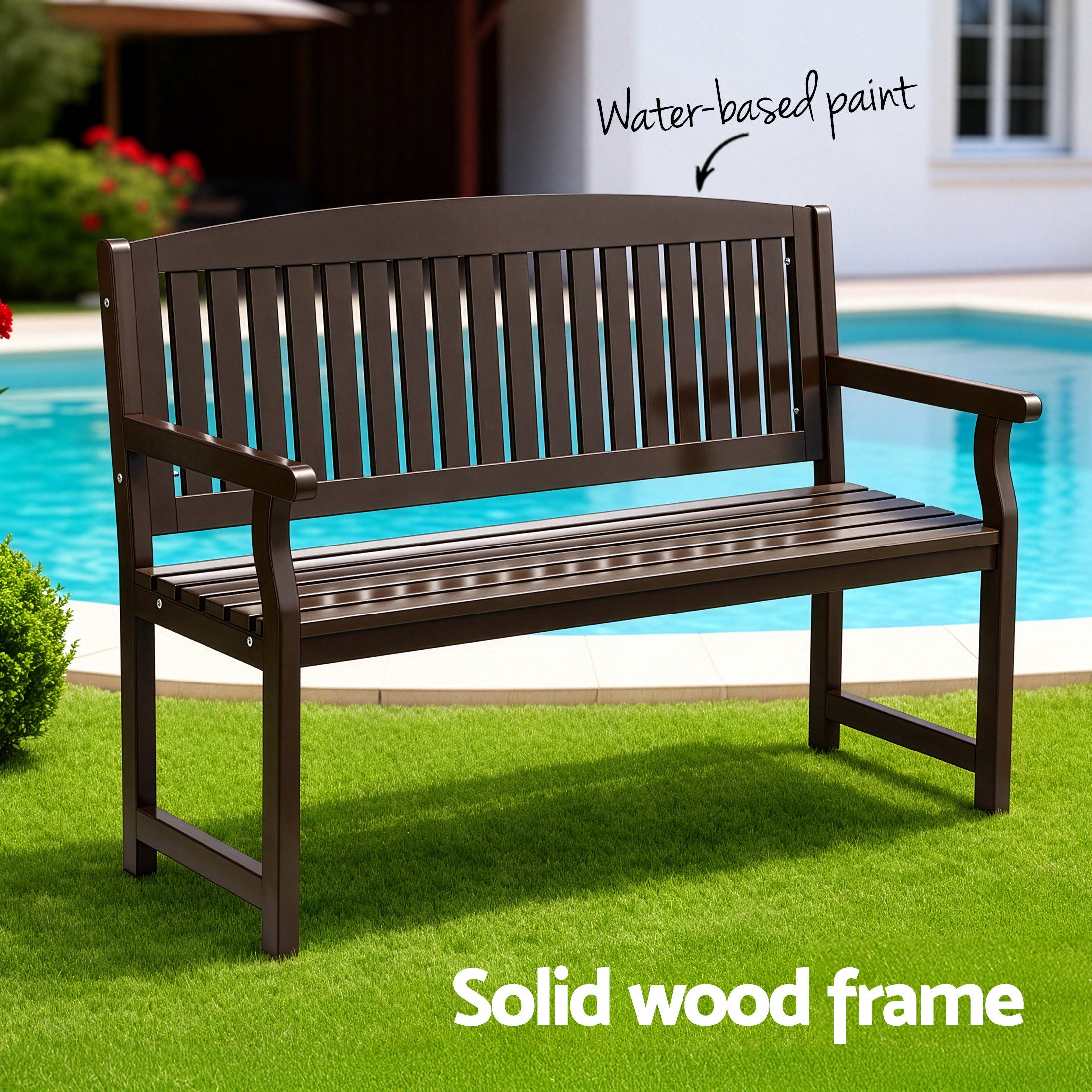 Hudson Garden Bench – Brown – 2 Seater
