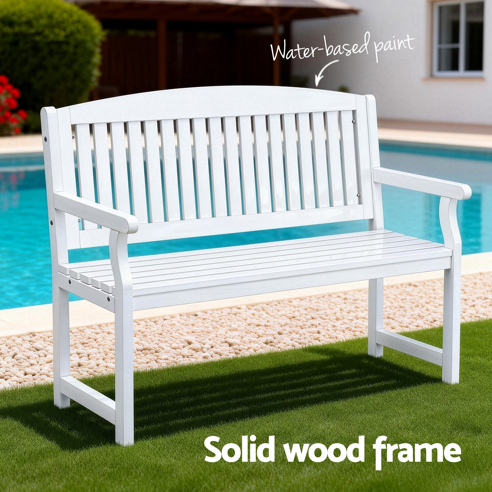 Kairo Garden Bench – White – 2 Seater