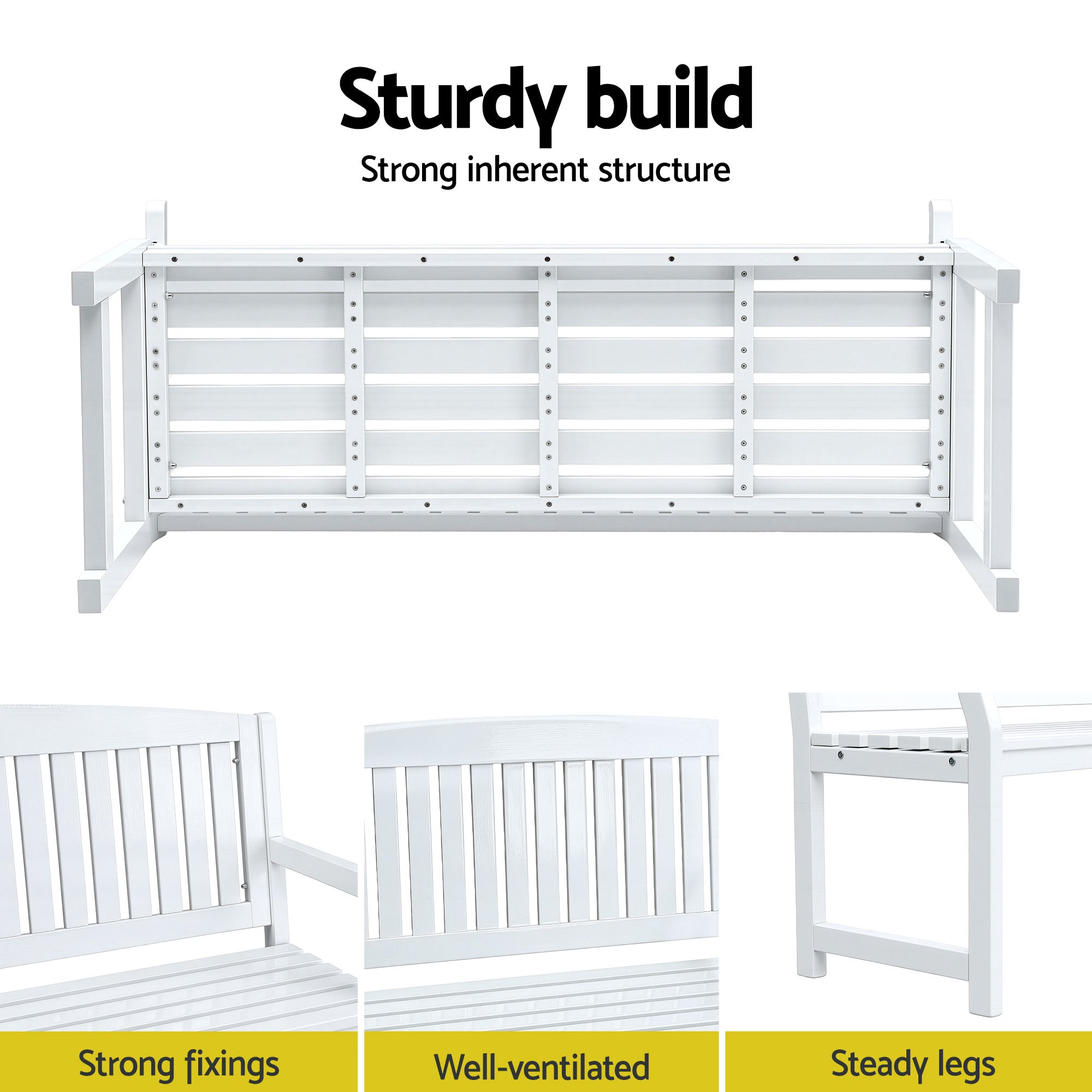 Kairo Garden Bench – White – 2 Seater