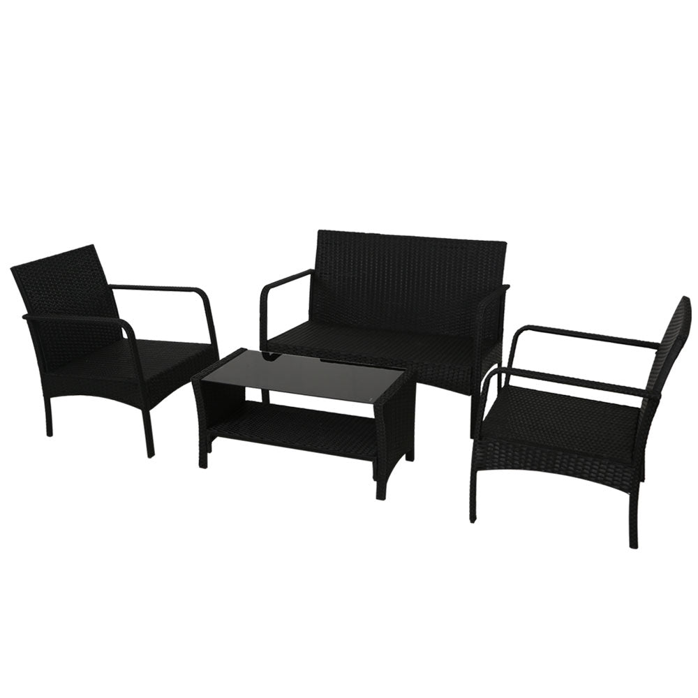 Meridian Outdoor Sofa Set – Black & Grey – 4 Piece