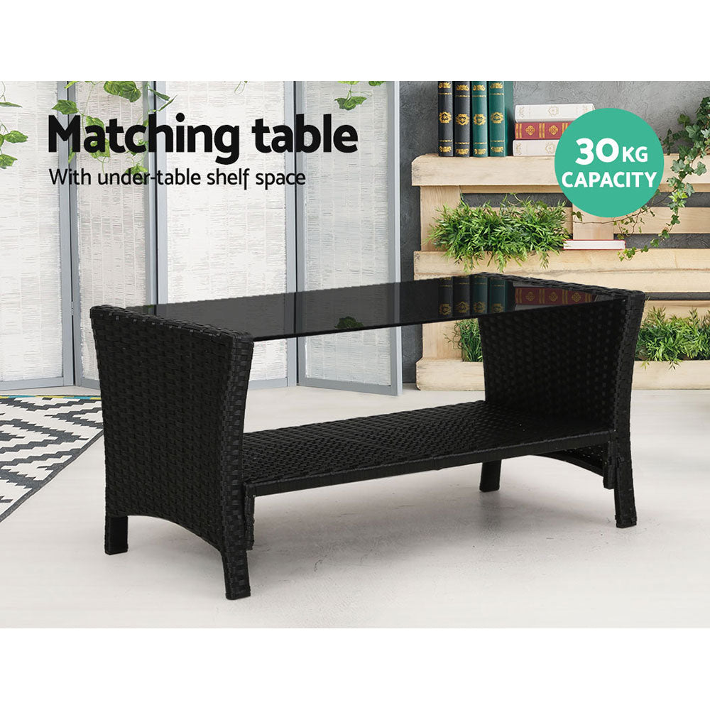 Meridian Outdoor Sofa Set – Black & Grey – 4 Piece