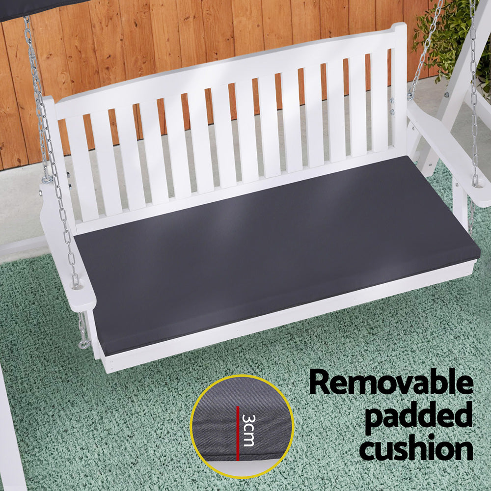 Pavilion Garden Swing with Canopy – White – 3 Seater