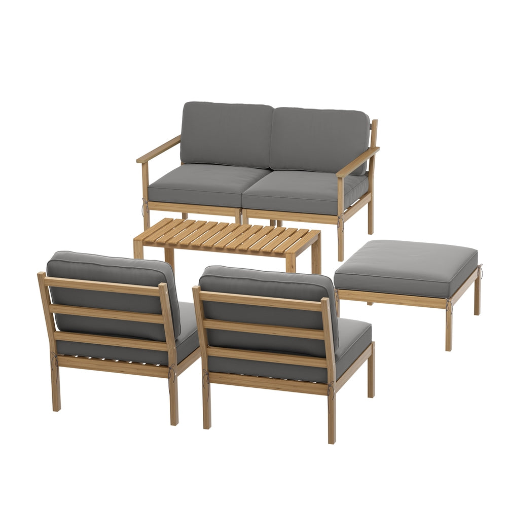 Avalon Outdoor Sofa Set – Wood – 6 Piece