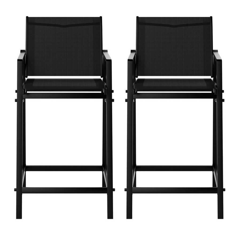 Haven Outdoor Bar Stools – Black – Set of 2