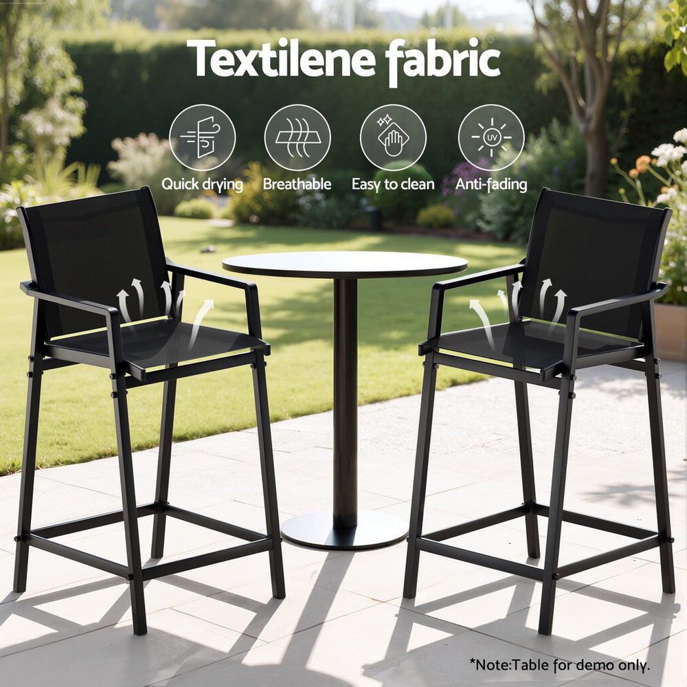 Haven Outdoor Bar Stools – Black – Set of 2