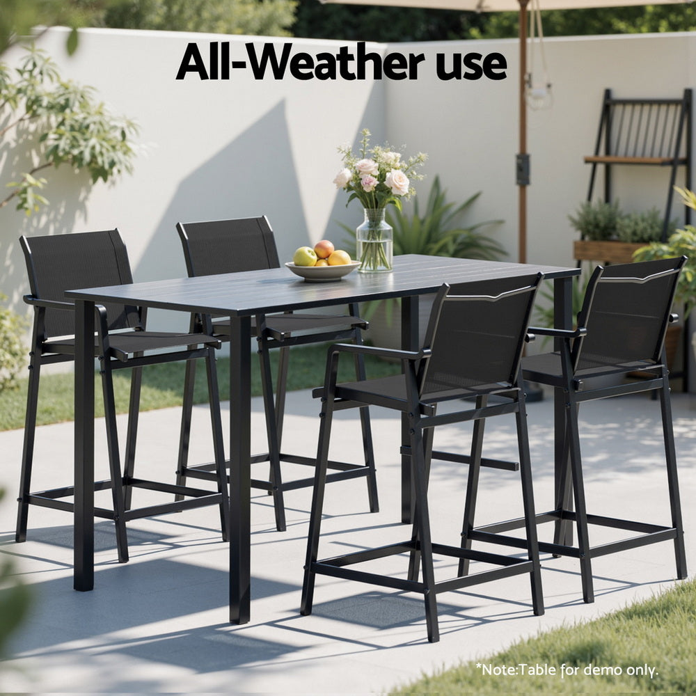 Haven Outdoor Bar Stools – Black – Set of 2