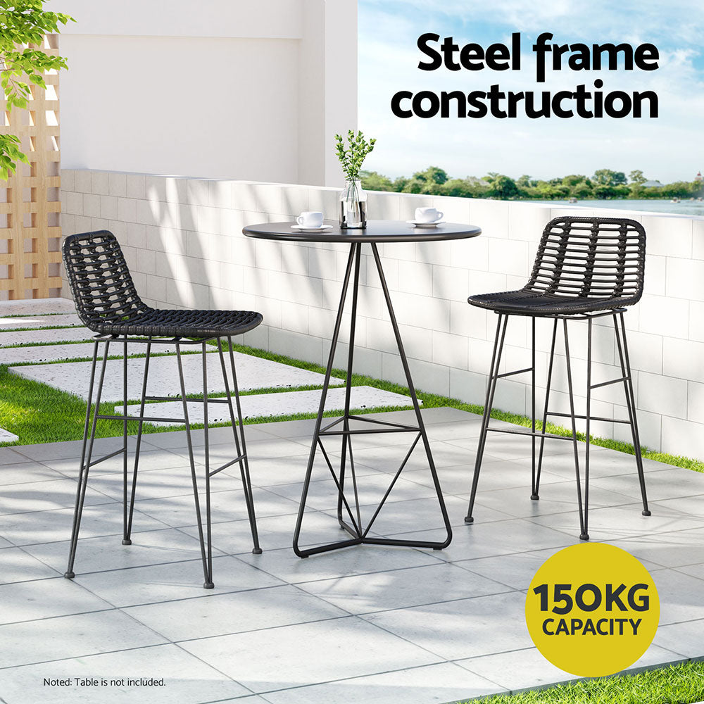 Arlo Wicker Bar Stools – Black – Set of 2