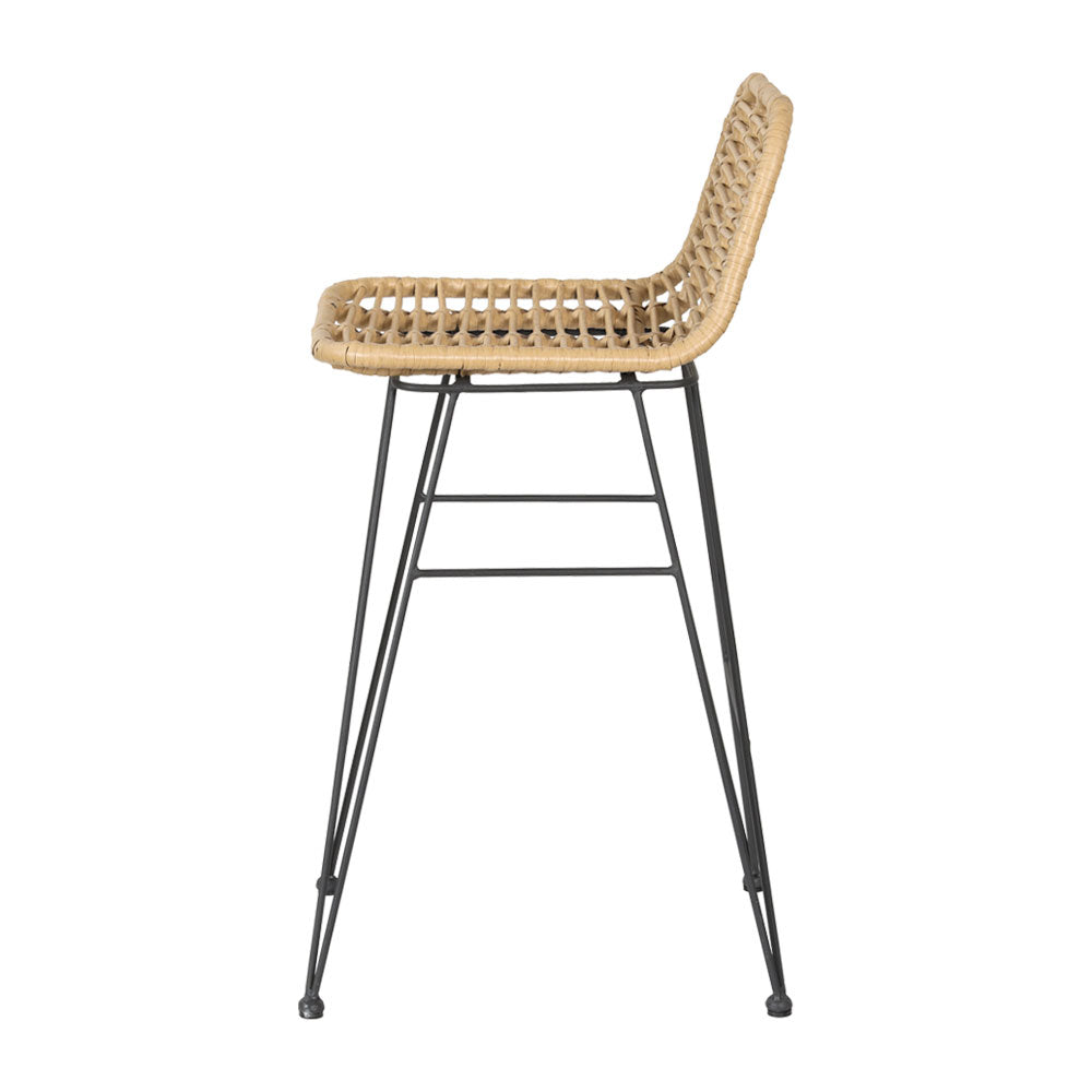 Zara Wicker Bar Stools – Beige – Set of 2
