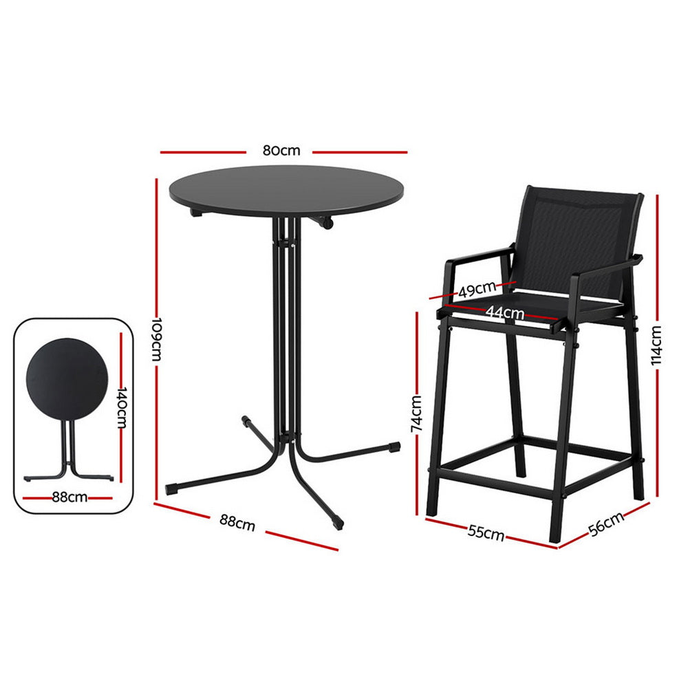Nova Steel Bar Set – Black – 3 Piece