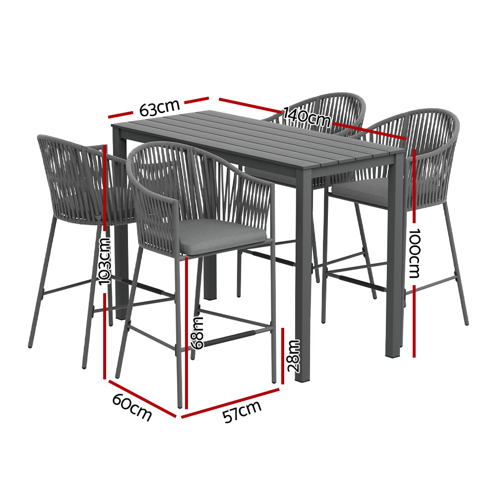 Rowan Outdoor Bar Set – Black – 5 Piece