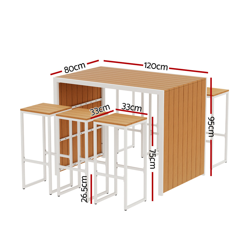 Hudson Outdoor Bar Set – Wood – 7 Piece