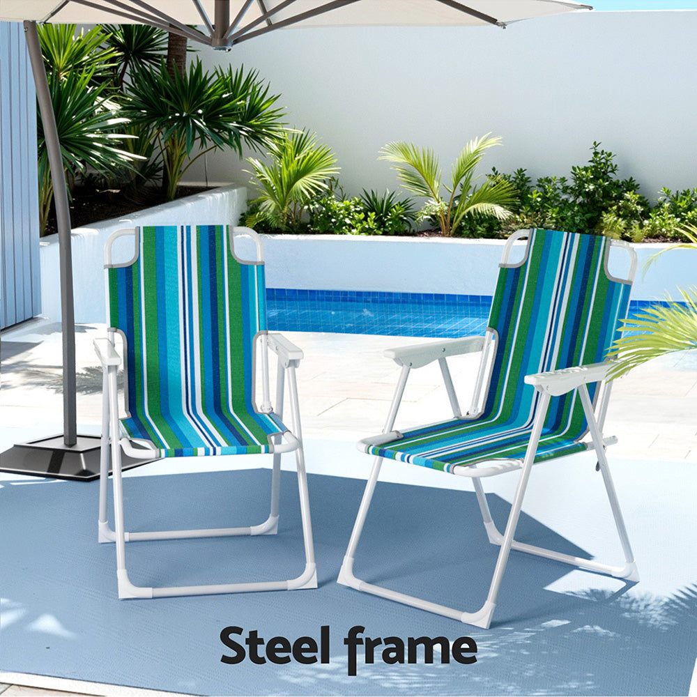 Summit Folding Outdoor Chairs – Blue – Set of 2