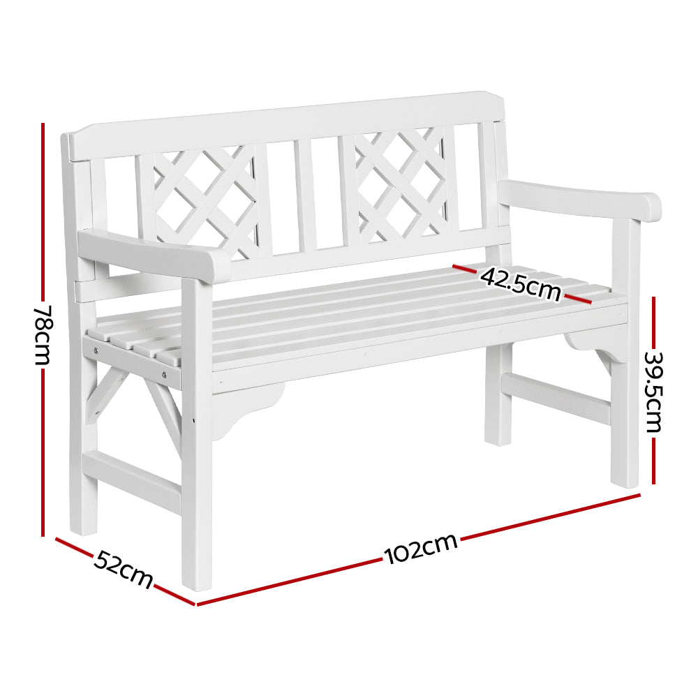 Serano Garden Bench – White – 2 Seater