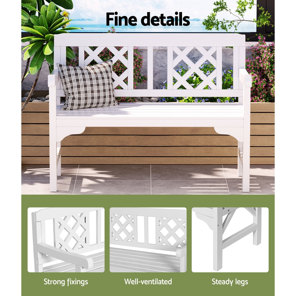 Serano Garden Bench – White – 2 Seater