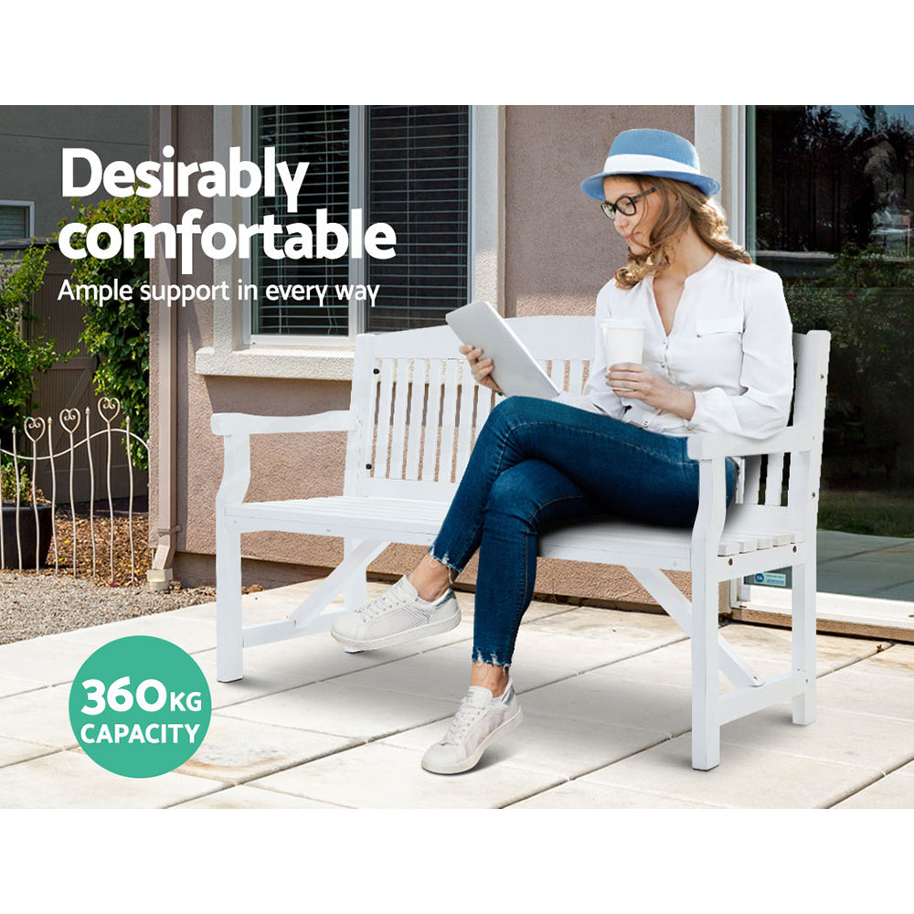 Rustico 3 Seat Outdoor Garden Bench – White – 160cm