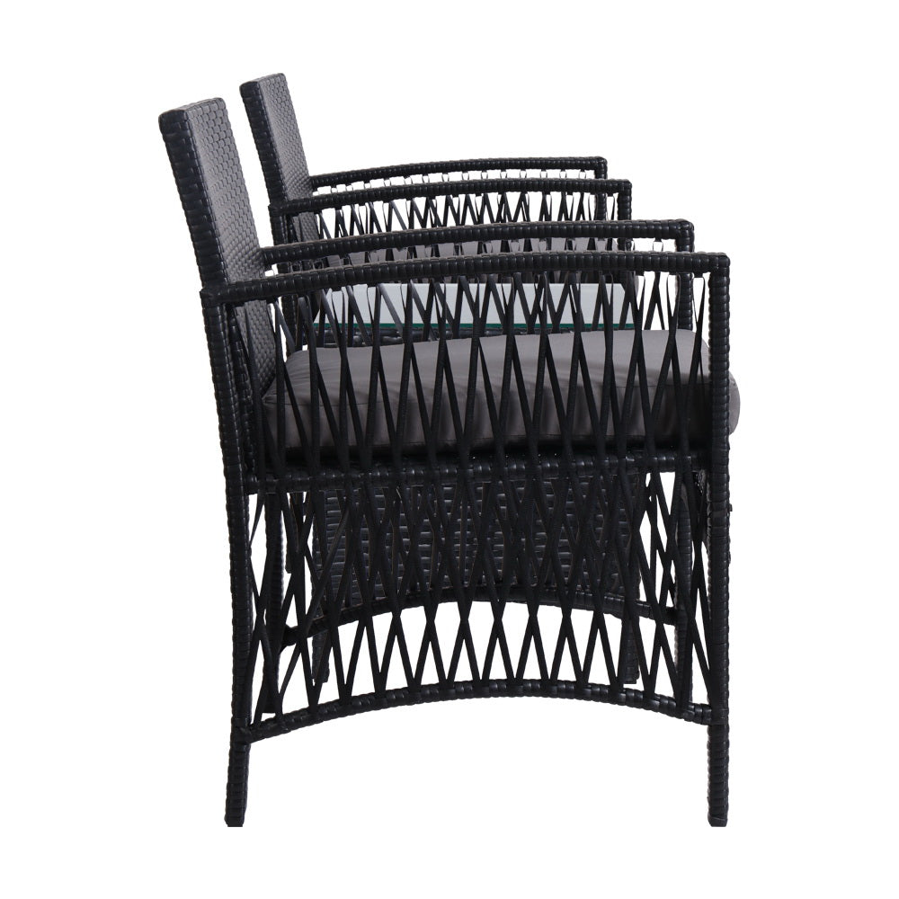 Rowan Outdoor Bistro Set – Black – 3 Piece