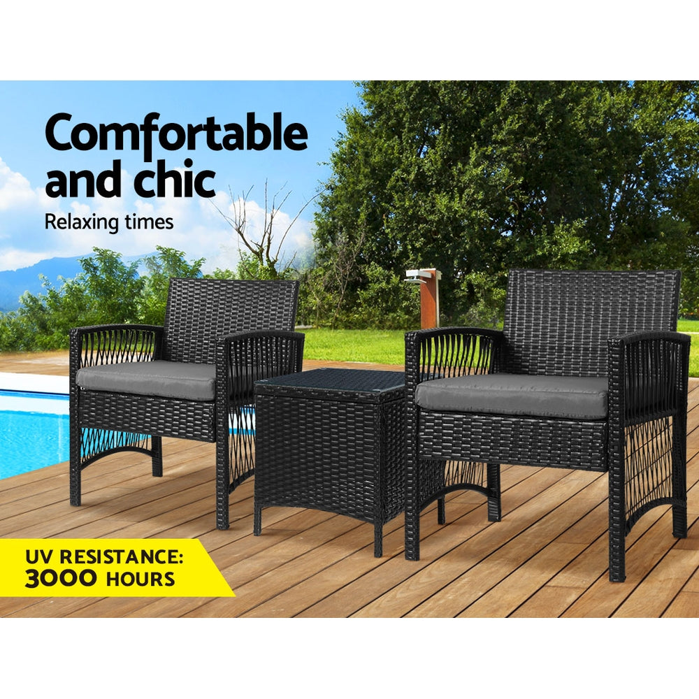 Rowan Outdoor Bistro Set – Black – 3 Piece
