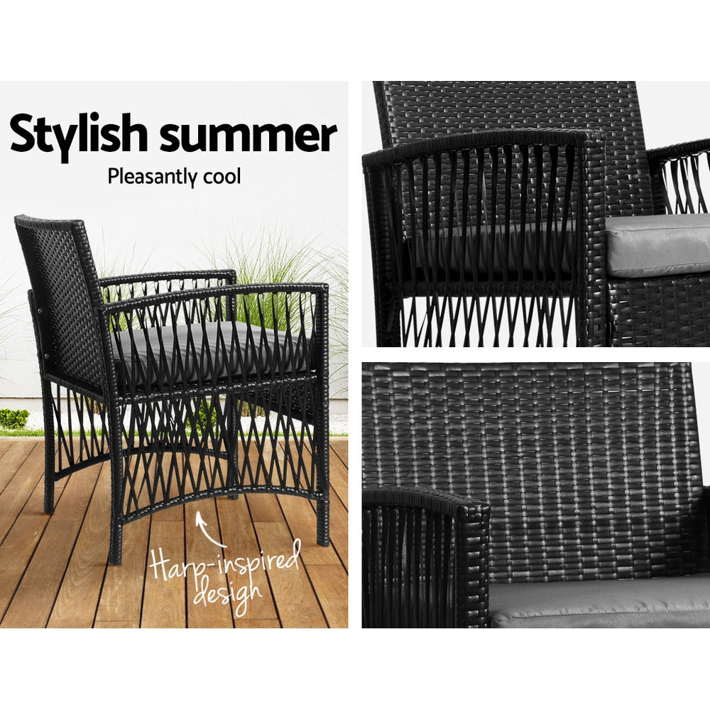 Rowan Outdoor Bistro Set – Black – 3 Piece