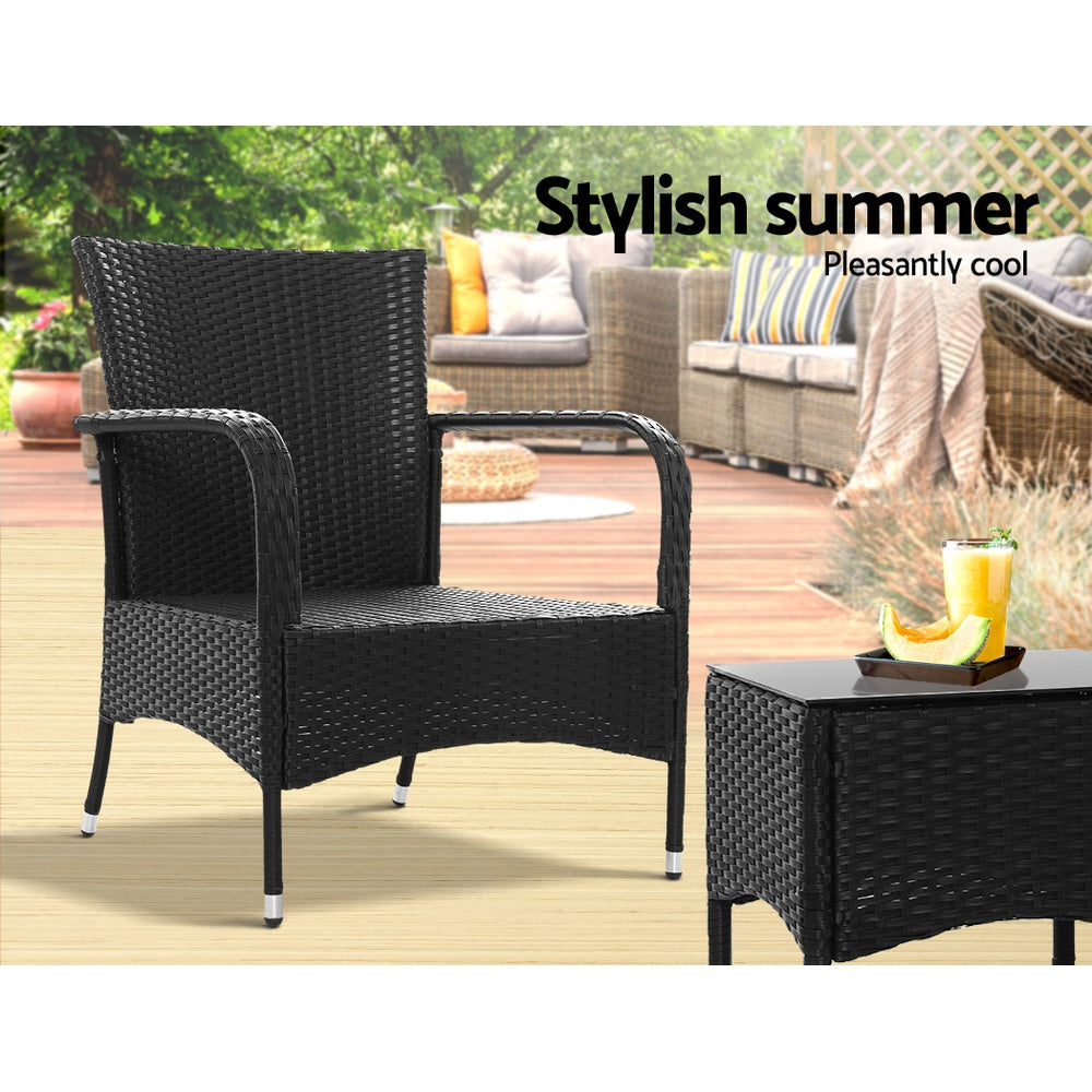 Atlas Outdoor Bistro Set – Black – 3 Piece