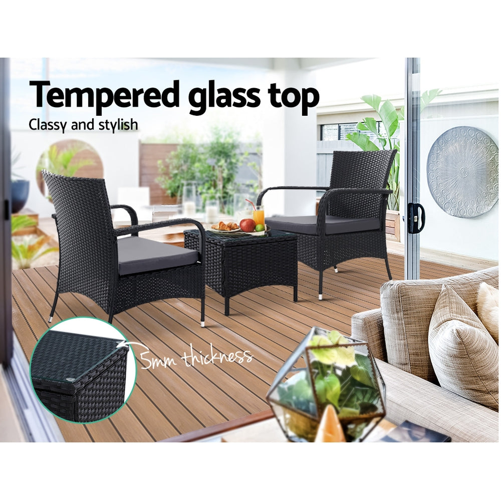 Atlas Outdoor Bistro Set – Black – 3 Piece