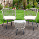 3 PC Outdoor Rattan Table & Chairs - Grey