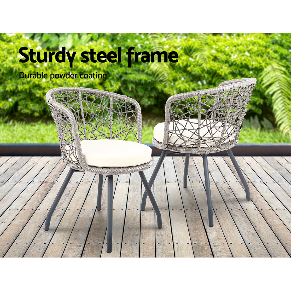 Atlas Outdoor Bistro Set – Grey – 3 Piece