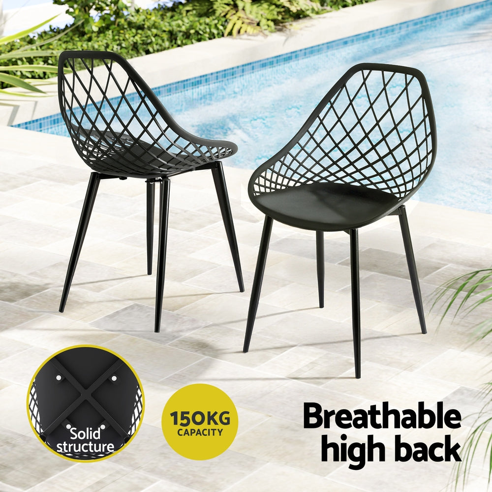 Linden Outdoor Lounge Chairs – Black – Set of 4