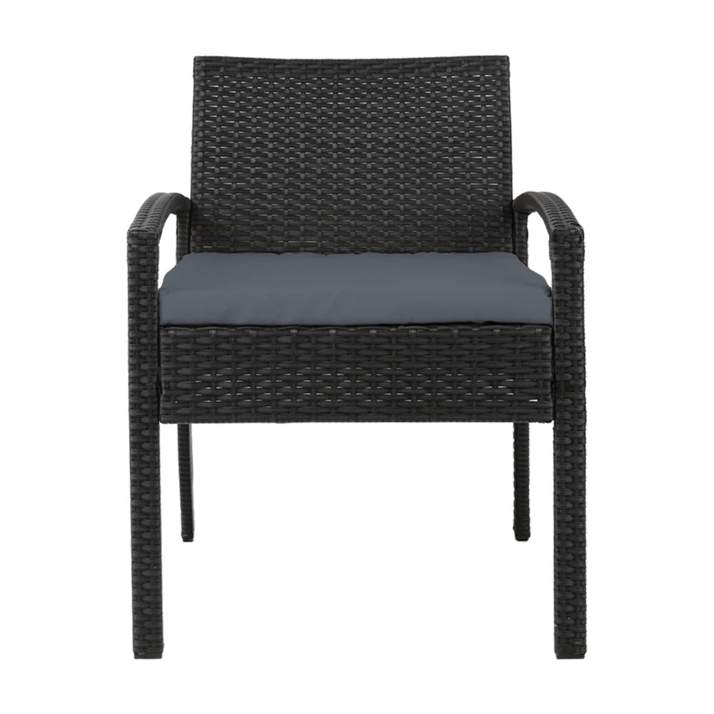 Santorini Rattan Outdoor Dining Chair – Black – Single