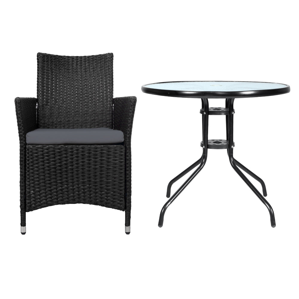 Arlo Outdoor Bistro Set – Black & Grey – 3 Piece