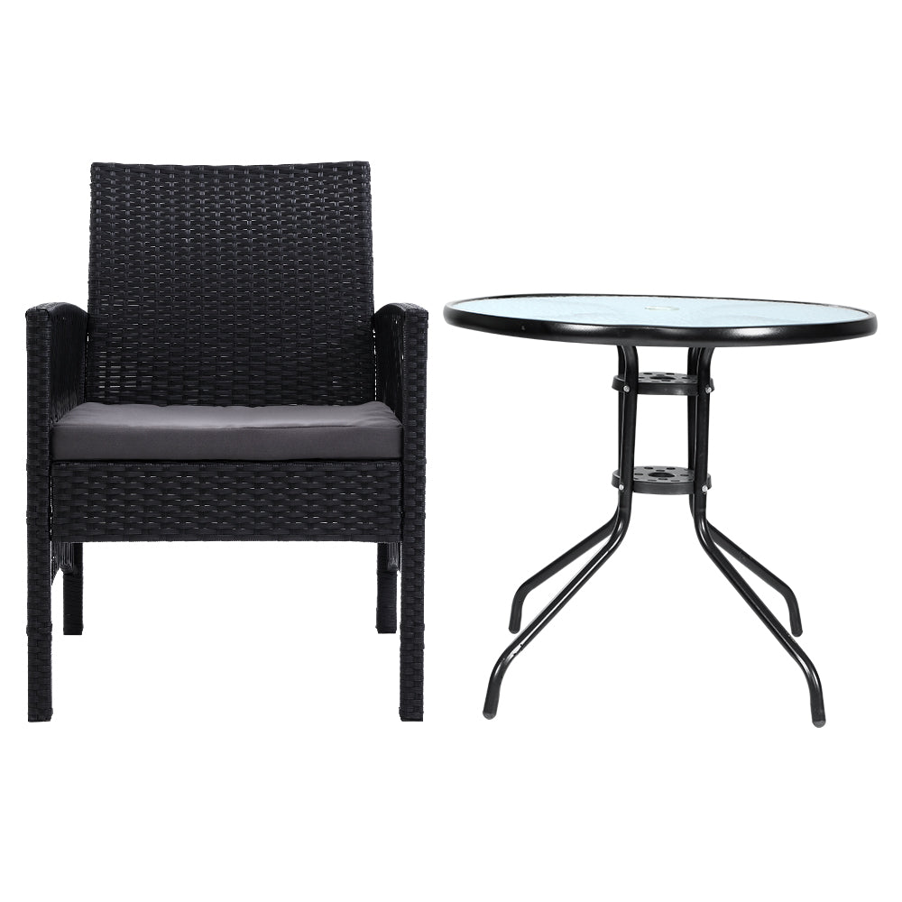 Atlas Outdoor Bistro Set – Black & Grey – 3 Piece