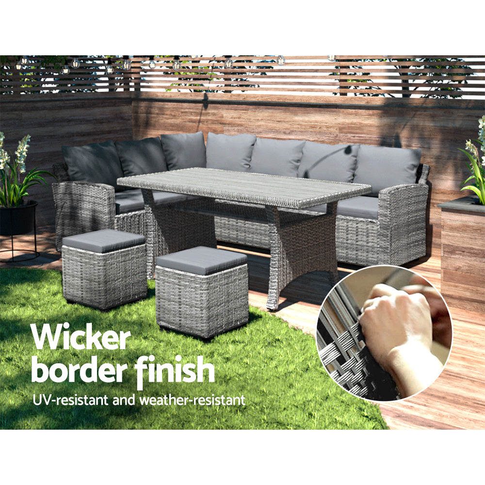 Alderon Outdoor Dining Set – Grey – 9 Piece
