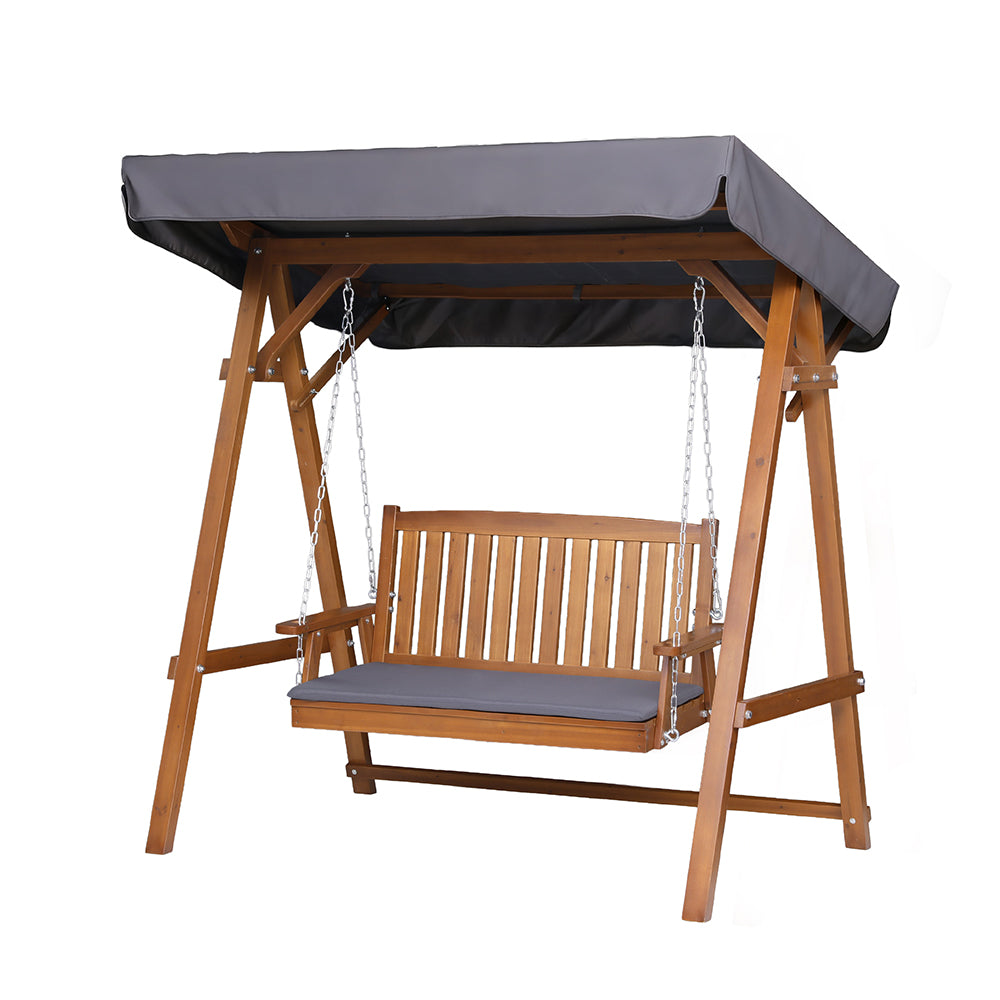 Swing Chair Wooden Garden Bench Canopy 2 Seater Outdoor Furniture