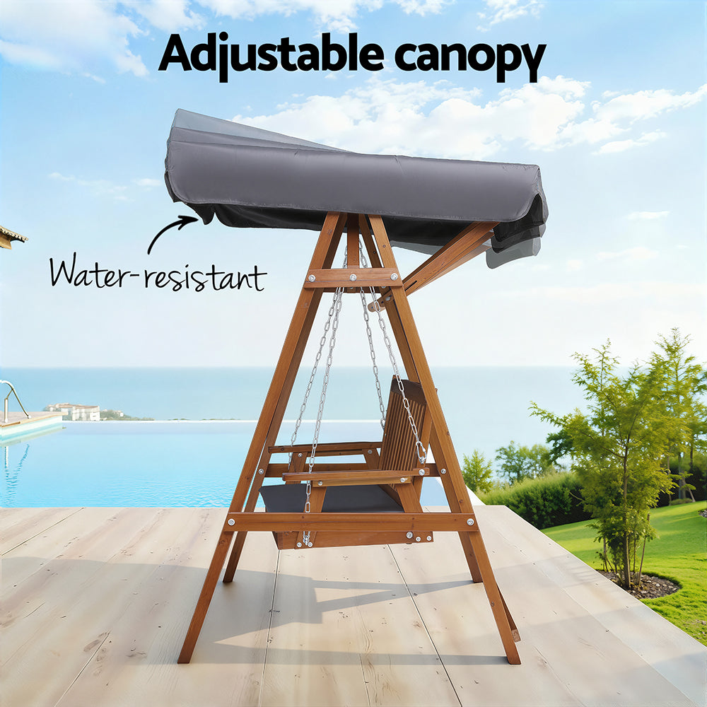 Halston Swing Chair with Canopy – Teak – 2 Seater