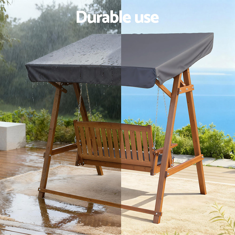 Halston Swing Chair with Canopy – Teak – 2 Seater