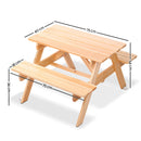 Kids Wooden Picnic Table Set with Umbrella - Natural