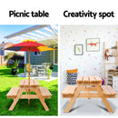 Kids Wooden Picnic Table Set with Umbrella - Natural