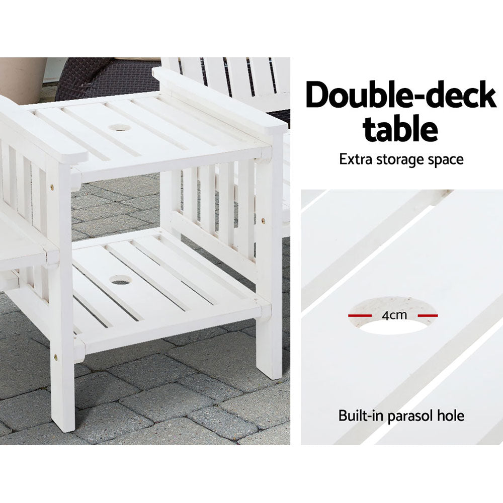 Meadow Garden Loveseat with Table – White – 2 Seater