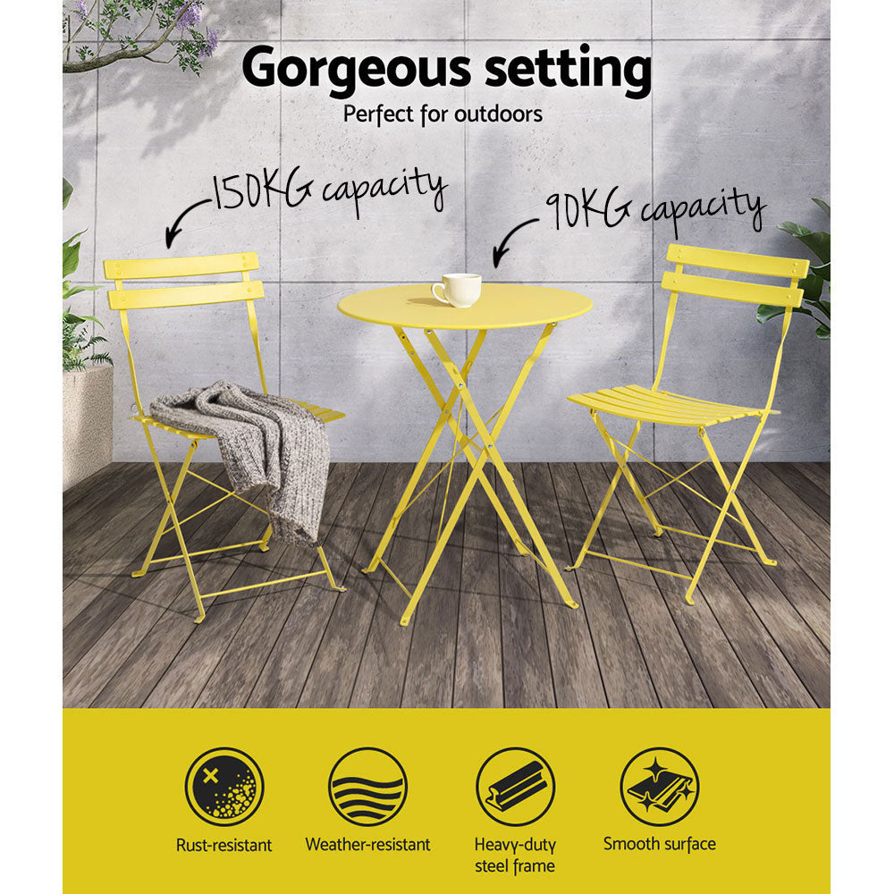 Rowan 3-Piece Outdoor Bistro Set – Yellow
