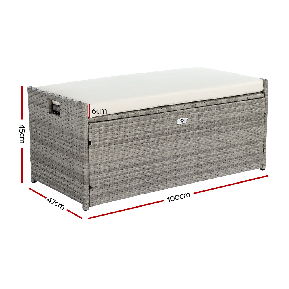 Santara Wicker Storage Bench – Grey – 102L