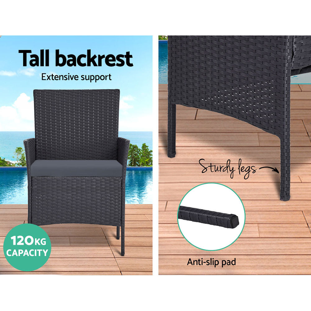 Rowan Outdoor Sofa Set – Dark Grey – 4 Piece