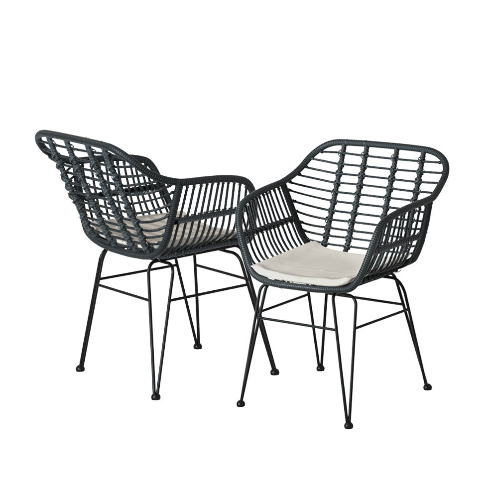 Linden Outdoor Bistro Set – Grey & Beige – 3 Piece